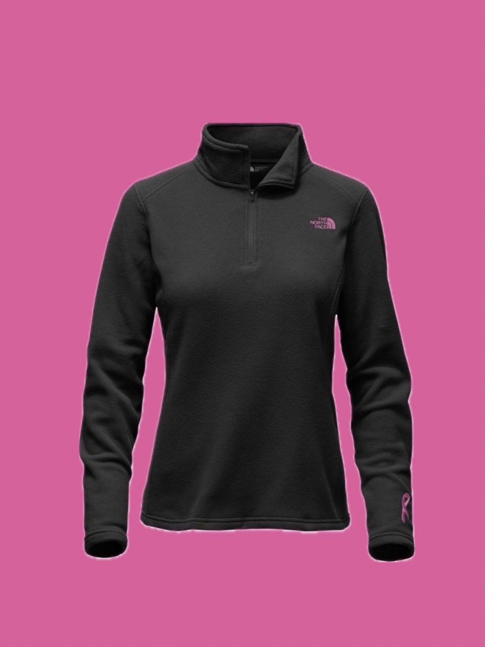 The North Face Women's Pink Ribbon Tech Glacier 1/4-Zip Jacket Black Large NWOT